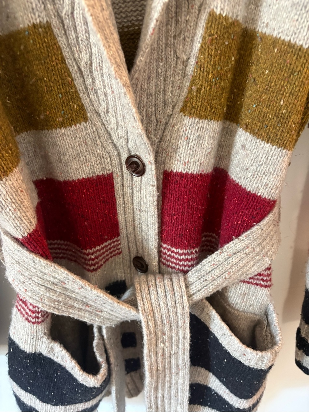 Camp Stripe Lambswool Blend Wrap Cardigan Like New Small - Picture 5 of 8